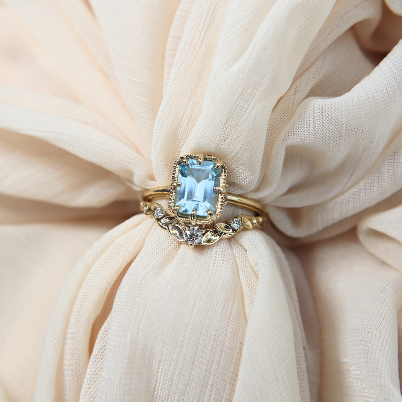Jasmine Octagon Aquamarine Ring Hidden Diamonds