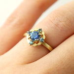 Laurel Montana Blue Sapphire Halo Ring