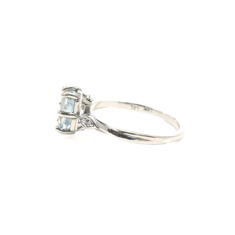 'Heather' Blue Topaz and Diamond Leaf Ring