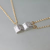 Reflection Baguette Moissanite Two-Tone Gold Necklace Vertical