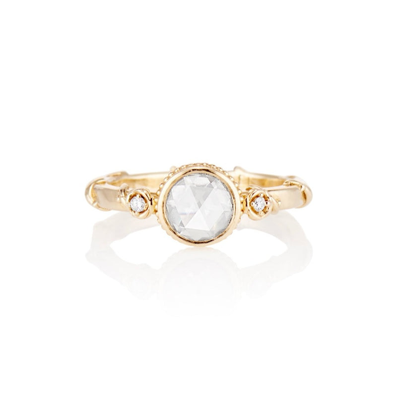 Rose Vine Rose Cut Yellow Gold Ring