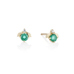 'Laurel' Emerald and Diamond Stud Earrings