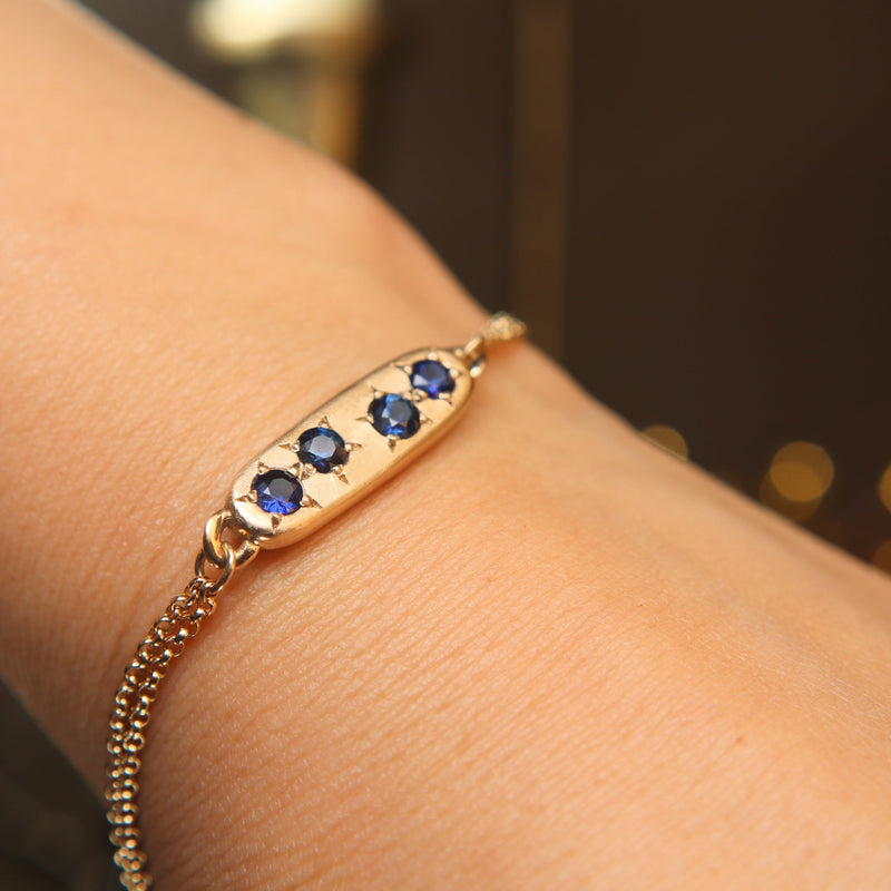 Blue Stars Four Sapphire Double Strand Bracelet