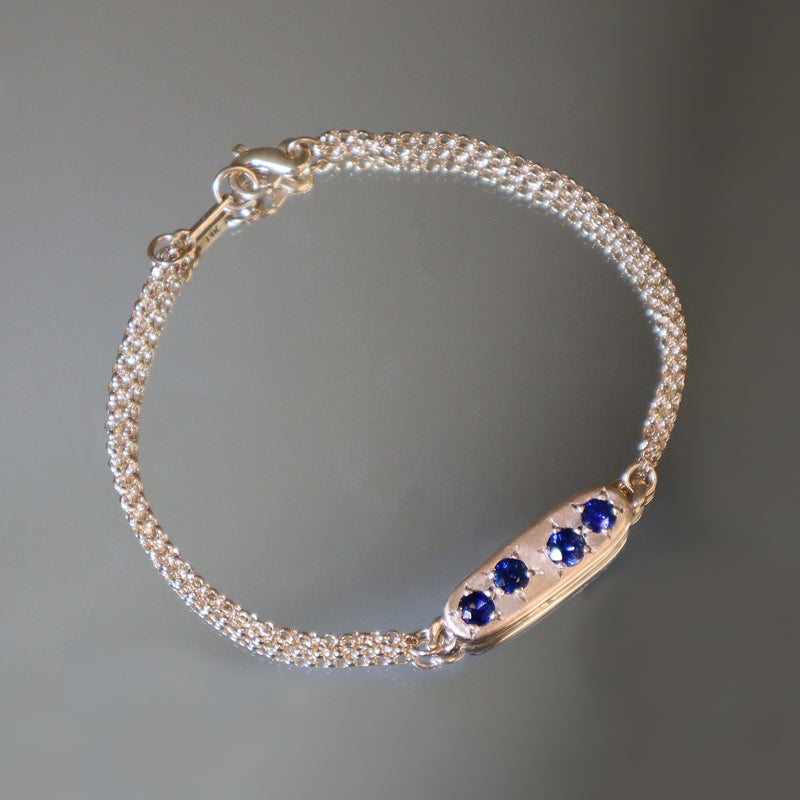 Blue Stars Four Sapphire Double Strand Bracelet