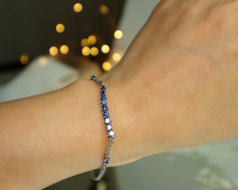 Ombre Sapphire Crescent Bracelet