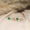 'Laurel' Emerald and Diamond Stud Earrings
