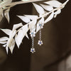 Double Forget Me Not Dangle Earrings with Sapphires White Gold