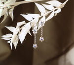 Double Forget Me Not Dangle Earrings with Sapphires White Gold