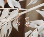 Double Forget Me Not with Montana Sapphire- French Wire Earrings