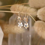 Double Forget Me Not with Montana Sapphire- French Wire Earrings