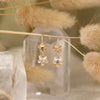 Double Forget Me Not with Montana Sapphire- French Wire Earrings