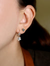 Double Forget Me Not with Montana Sapphire- French Wire Earrings
