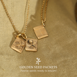 Golden Seed Packet Pendant- Birth Flower