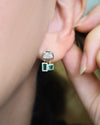 Art Deco Half Moon Diamond and Emerald Earrings