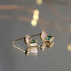 Art Deco Half Moon Diamond and Emerald Earrings
