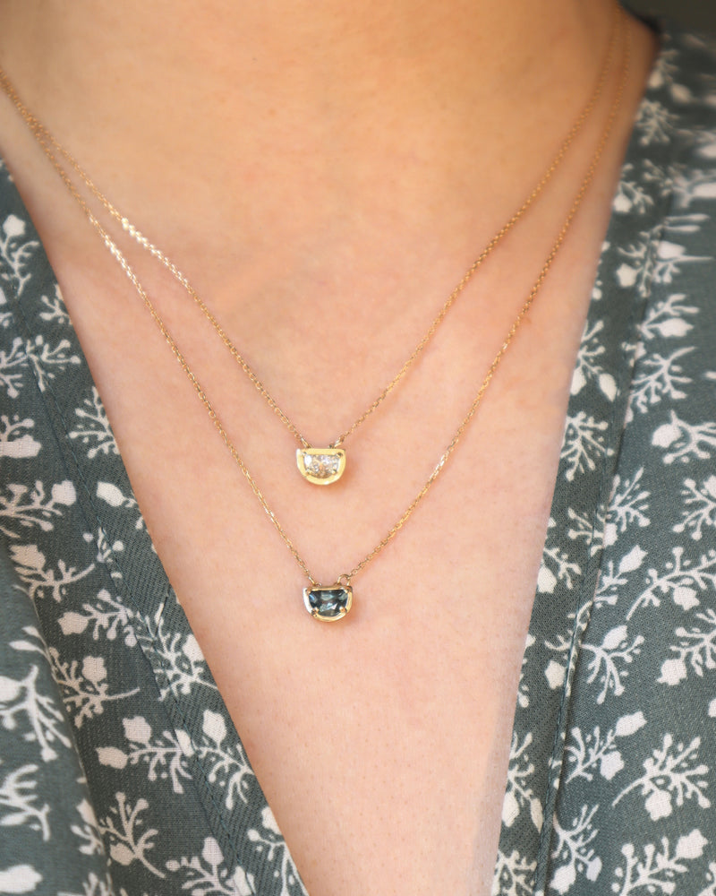 'Lunar' Half Moon Montana Sapphire Necklace