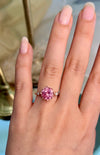 Peach pink sapphire rose gold ring