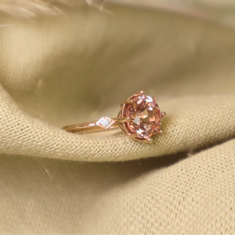 'Hazel' Chatham Lab-Grown Peach Sapphire Ring