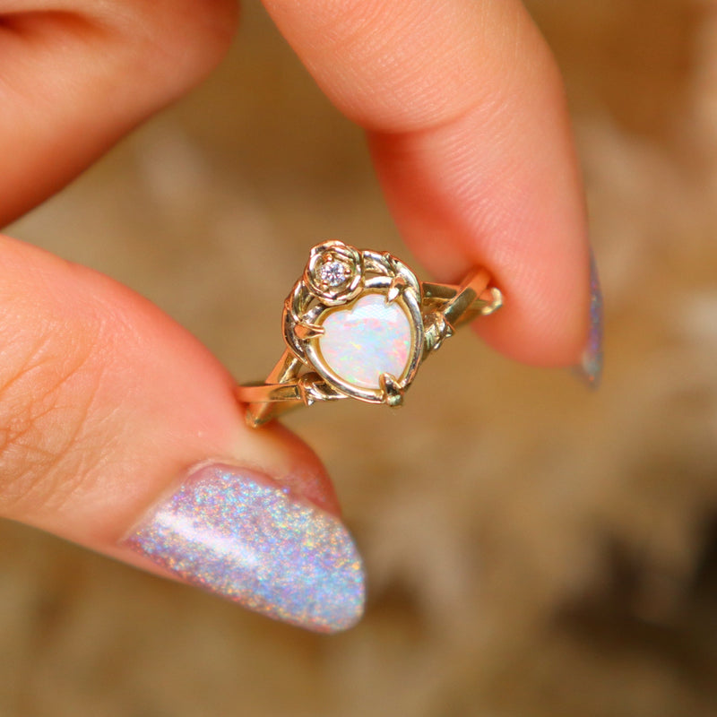 Key to My Heart Australian Opal Ring Size 5-7
