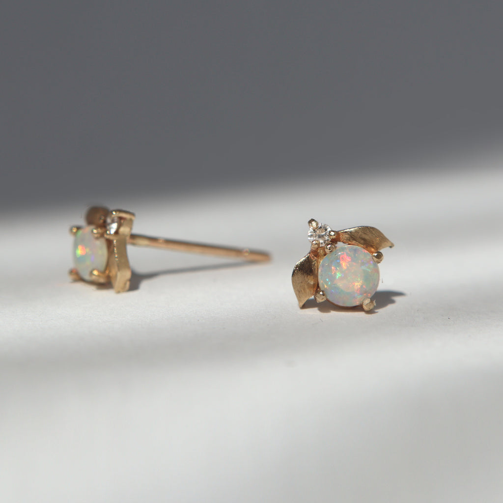 Laurel White Opal Stud Earrings