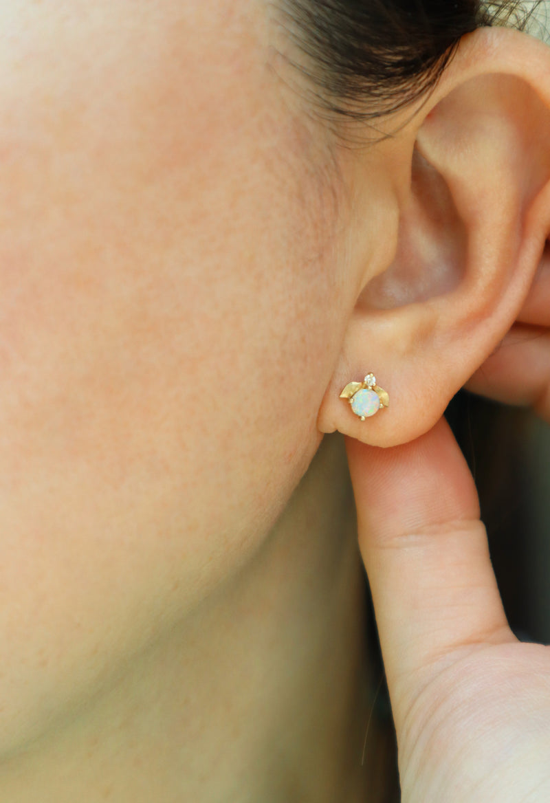 Laurel White Opal Stud Earrings