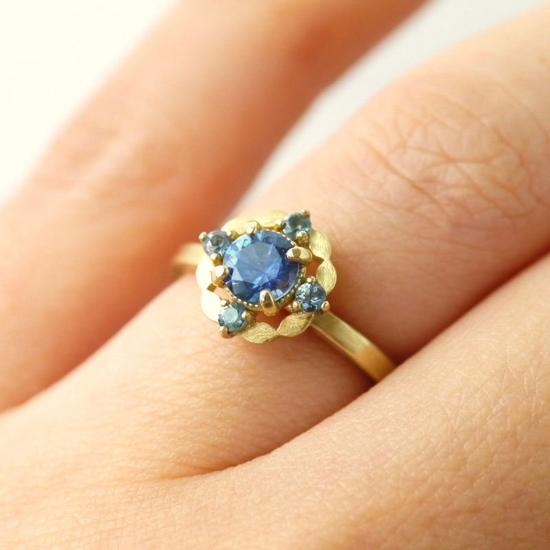 Laurel Montana Blue Sapphire Halo Ring