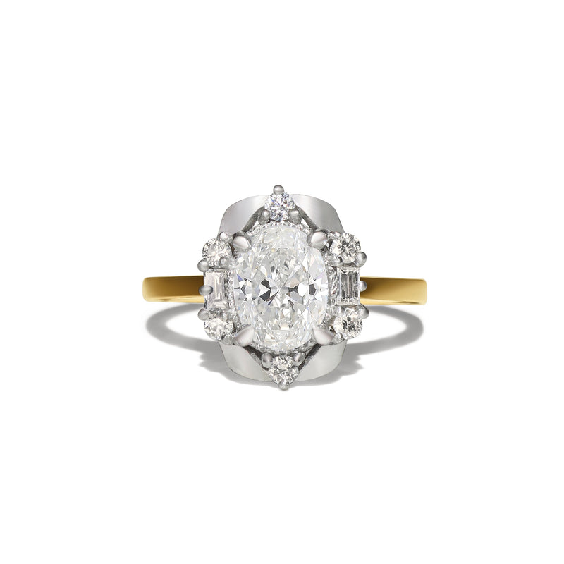 Laurel Deco Oval Diamond Halo Ring