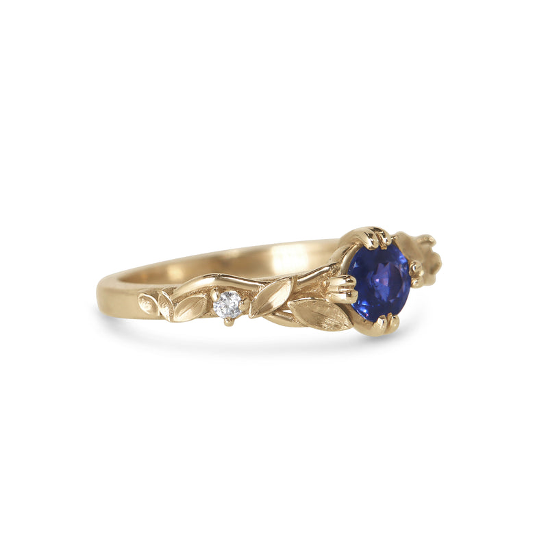 ‘Leaflace’ ~0.5ct Blue sapphire and diamond ring