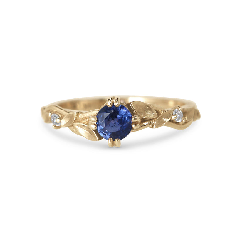 ‘Leaflace’ ~0.5ct Blue sapphire and diamond ring