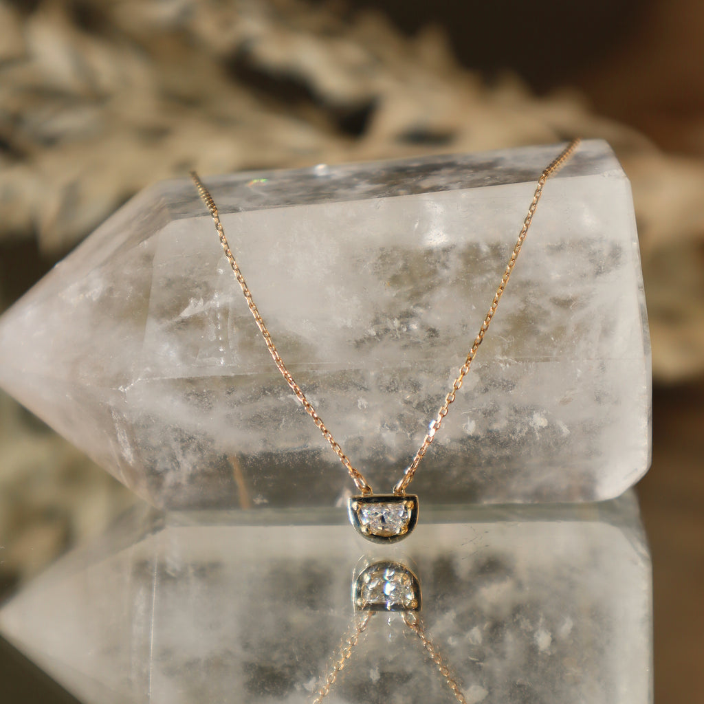 Lunar Half Moon Lab grown Diamond Necklace Ellie Lee Fine Jewelry