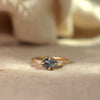 Marigold Ring – Oval 7x5 Rose Cut Montana Sapphire and Diamond