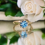 Mina Solitaire Ring with Blue Montana Sapphire and Diamond in Gold