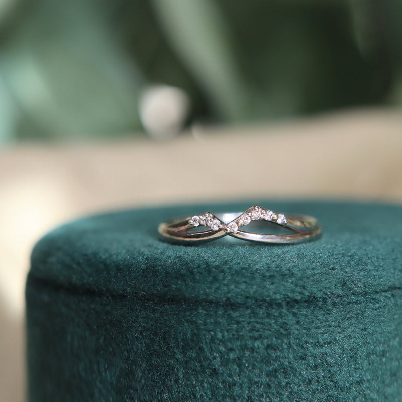 White Gold Mountain Peaks Diamond Band by Ellie Lee
