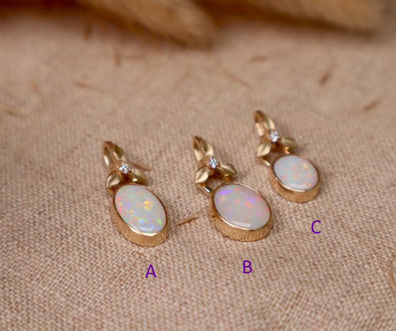 Three Petal Opal Pendant with Diamond