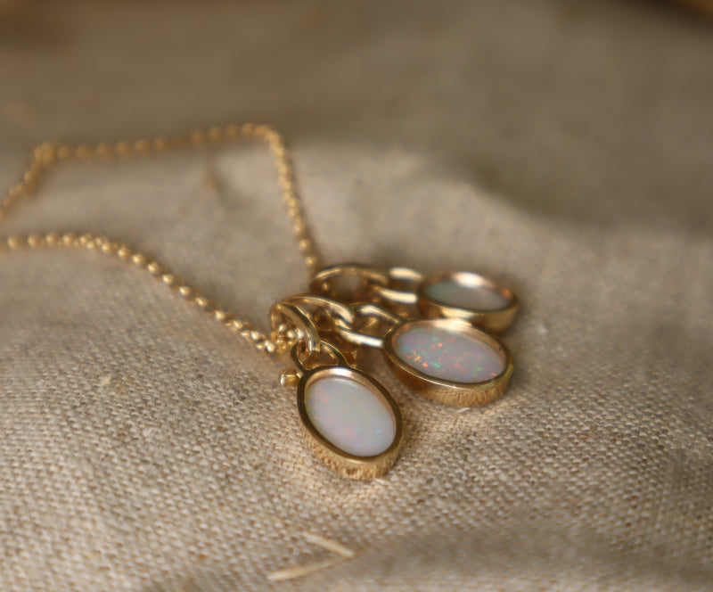 Three Petal Opal Pendant with Diamond