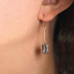 Raw and Refined Silver Block Gold Earrings