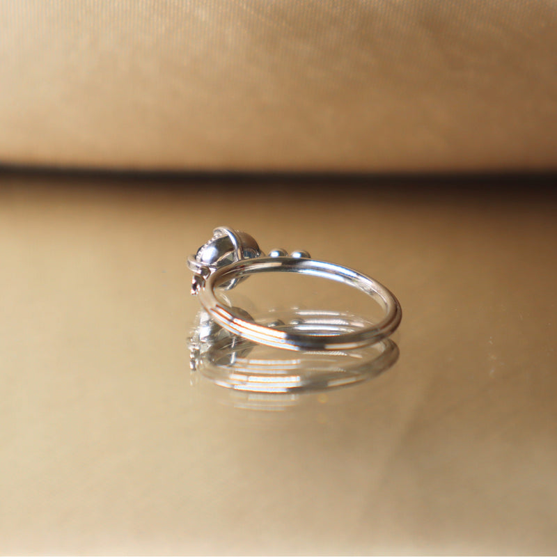Marigold Ring – Oval 7x5 Rose Cut Montana Sapphire and Diamond Platinum