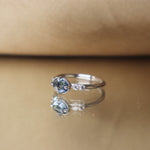 Marigold Ring – Oval 7x5 Rose Cut Montana Sapphire and Diamond Platinum