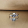 Marigold Ring – Oval 7x5 Rose Cut Montana Sapphire and Diamond Platinum