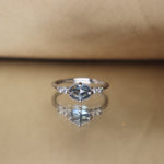 Marigold Ring – Oval 7x5 Rose Cut Montana Sapphire and Diamond Platinum