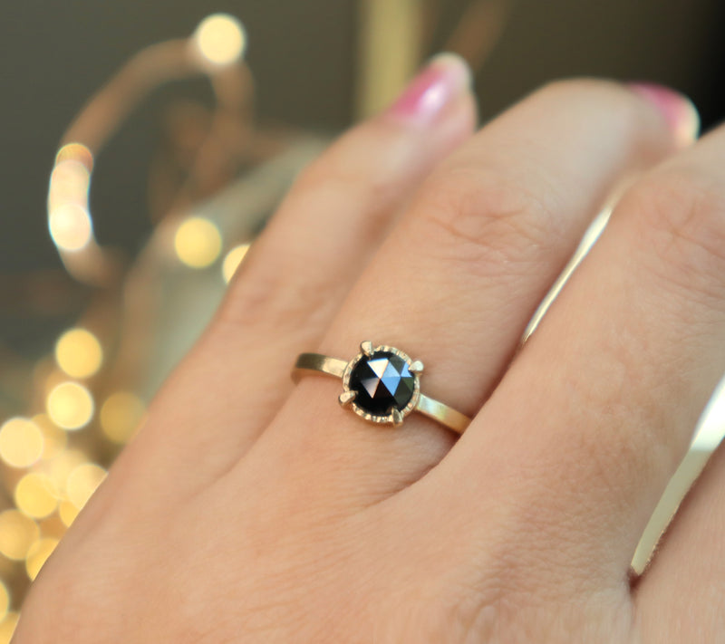 'Stella' Black Rose Cut Diamond Ring