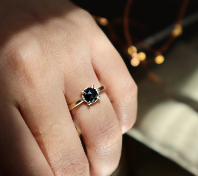 'Stella' Black Rose Cut Diamond Ring