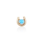 'Horseshoe' brushed gold Turquoise Stud earrings - LEL JEWELRY