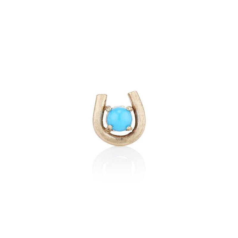 'Horseshoe' brushed gold Turquoise Stud earrings - LEL JEWELRY