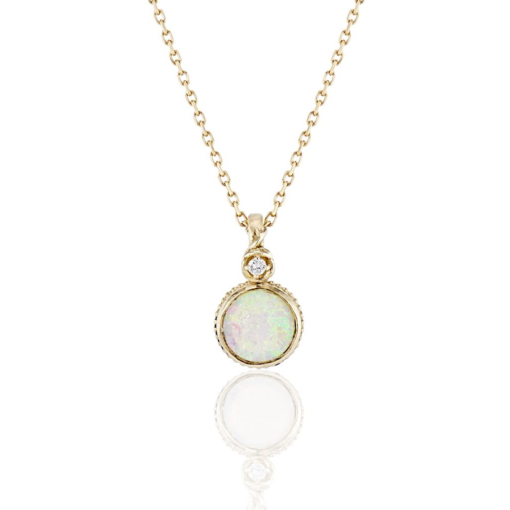 'Rose vine' Opal diamond pendant - LEL JEWELRY