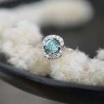 Nadia Blue Zircon Diamond Halo Ring