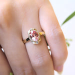 Laurel Peach Sapphire Diamond Ring