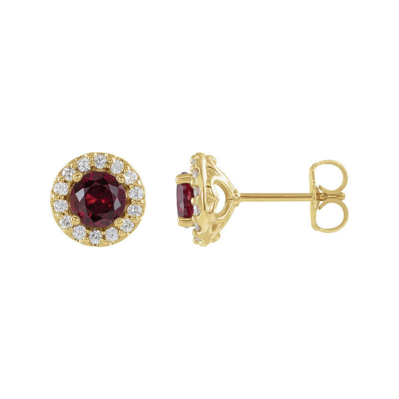 Ruby Halo diamond stud earrings