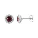 Ruby Diamond Halo stud earrings