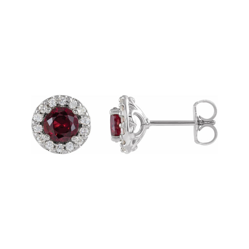 Ruby Diamond Halo stud earrings